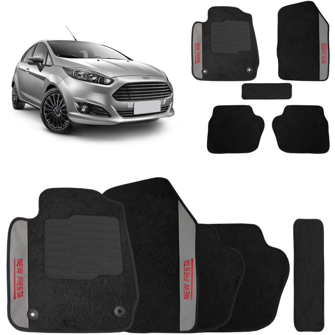 Jogo de Tapete Carpete New Fiesta 2016 a 2019 Preto 5 Peças