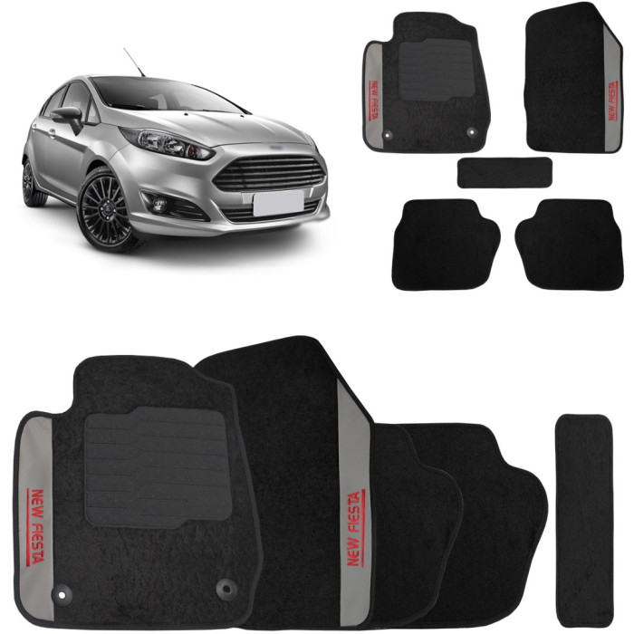Jogo de Tapete Carpete New Fiesta 2016 a 2019 Preto 5 Peças Jogo de Tapete Carpete New Fiesta 2016 a 2019 Preto 5 Peças