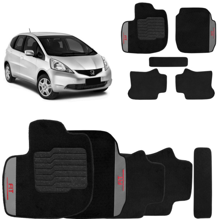 Jogo de Tapete Carpete New Fit 2015 a 2021 Preto 5 Peças Jogo de Tapete Carpete New Fit 2015 a 2021 Preto 5 Peças