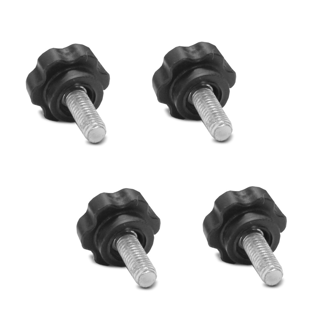 Kit com 4 Manípulo Macho M6 Preto para Extensor de Caçamba Toro