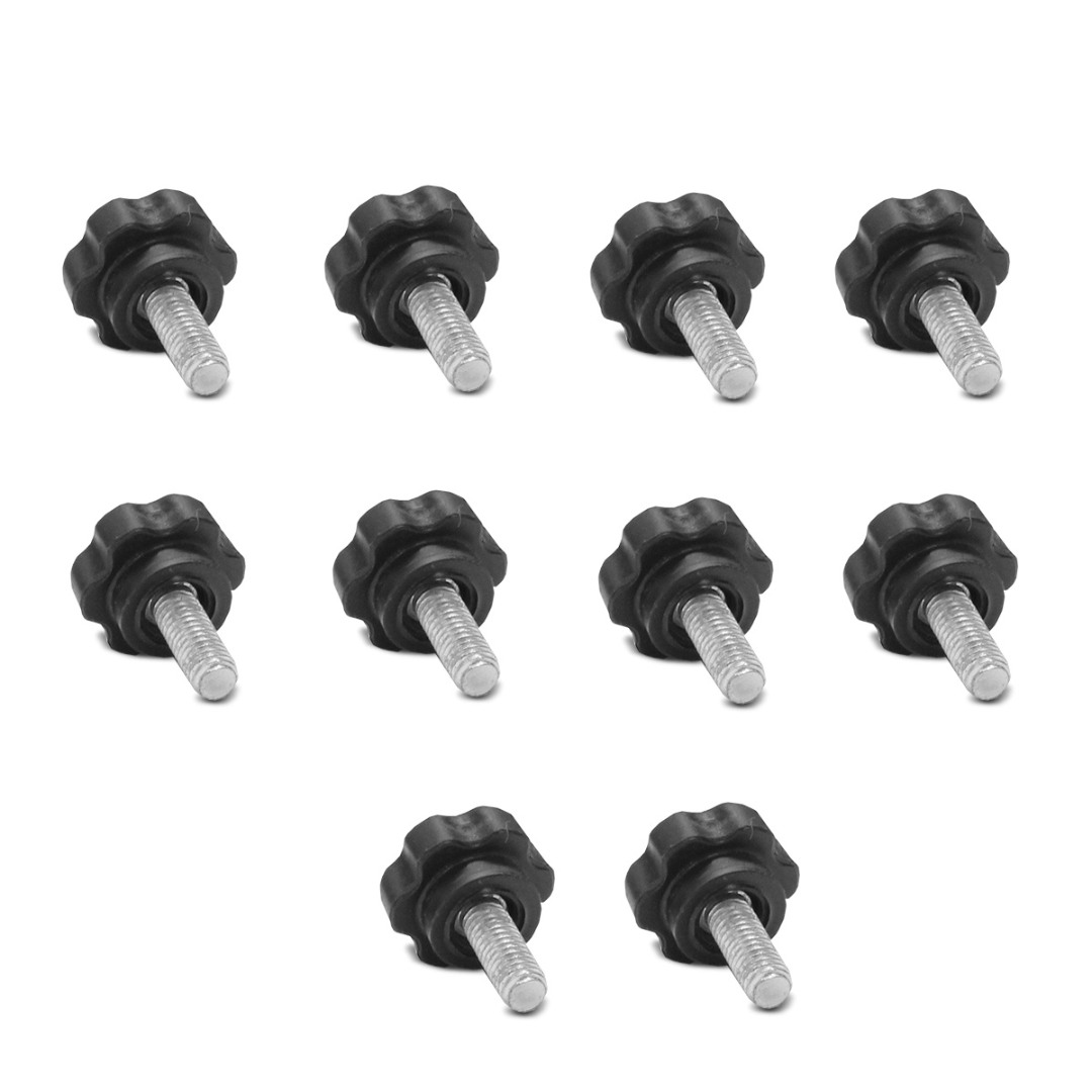 Kit com 10 Manípulo Macho M6 Preto para Extensor de Caçamba Toro